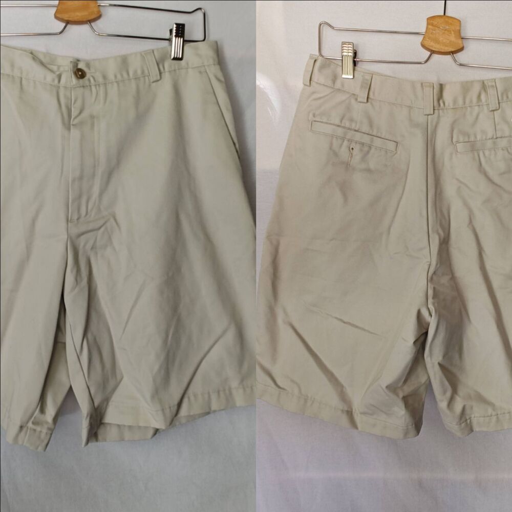 Nike Golf Shorts Flat Front‎ Beige Cream 90s Vintage Cotton 34 Casual